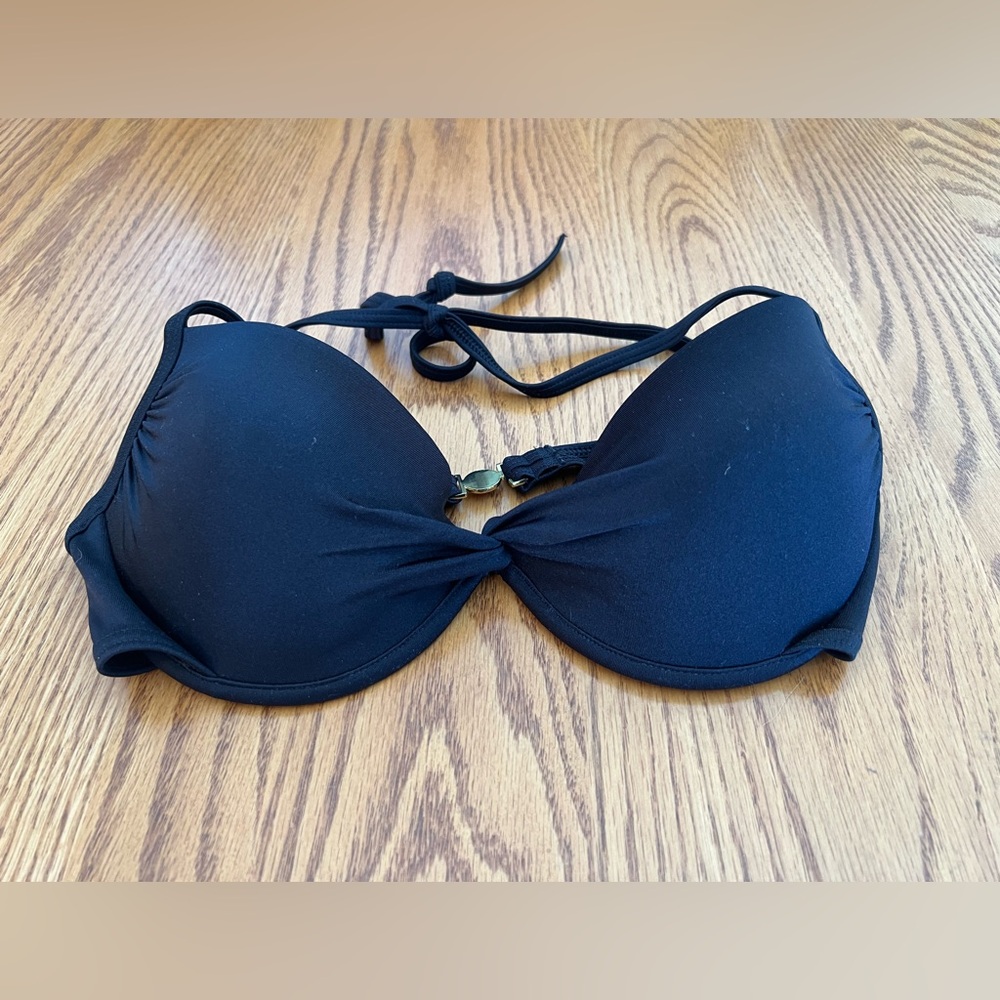 Victoria's Secret Black Bikini Top 34C with Center Clasp